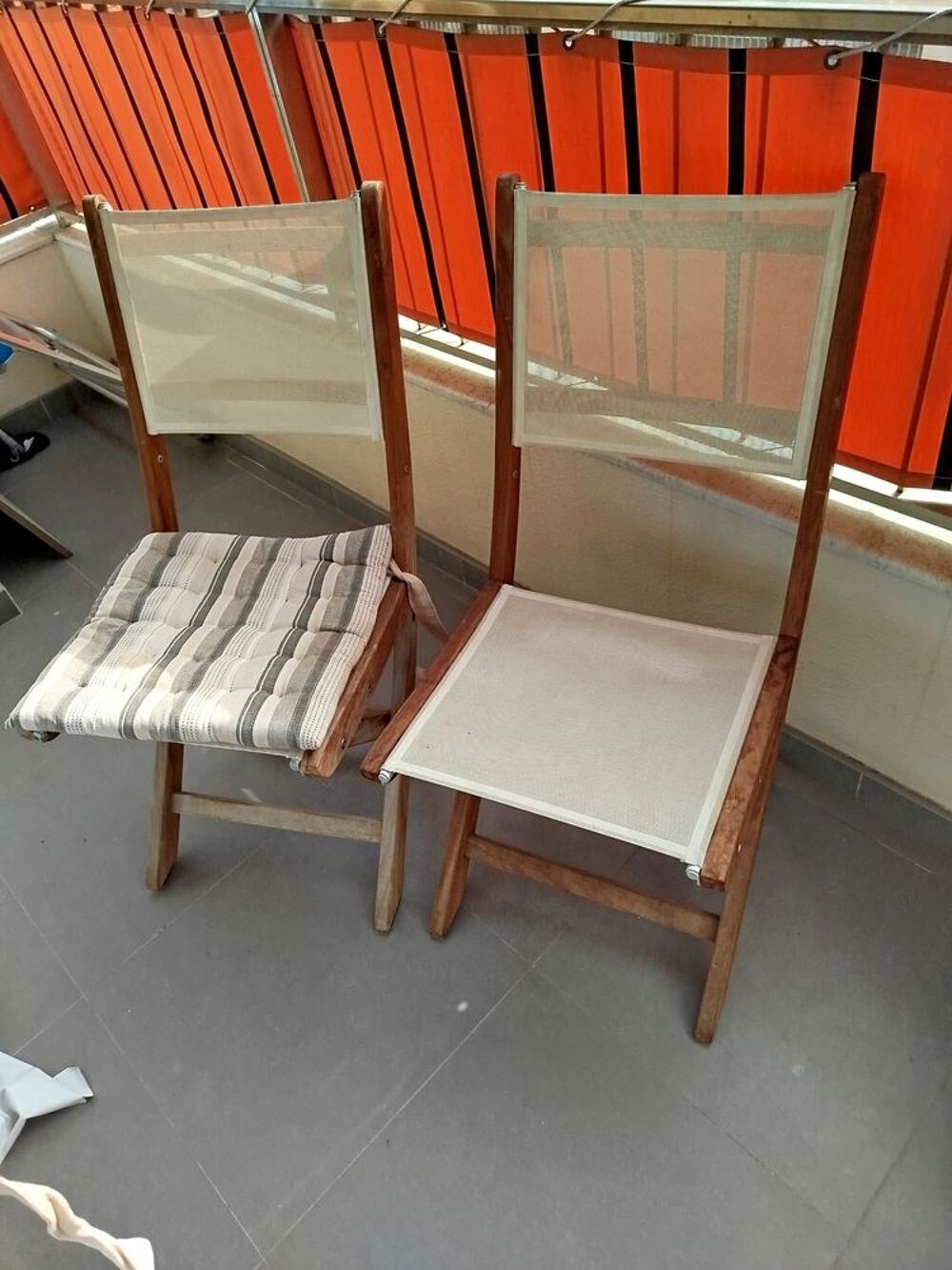 Lot chaises pliantes bois toile Meubles