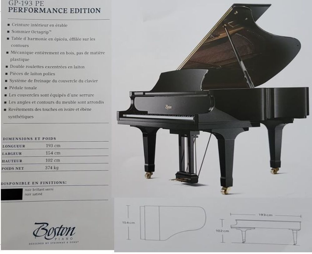Piano Steinway Boston GP-193 &agrave; queue 15000 (neuf 35 000) Instruments de musique