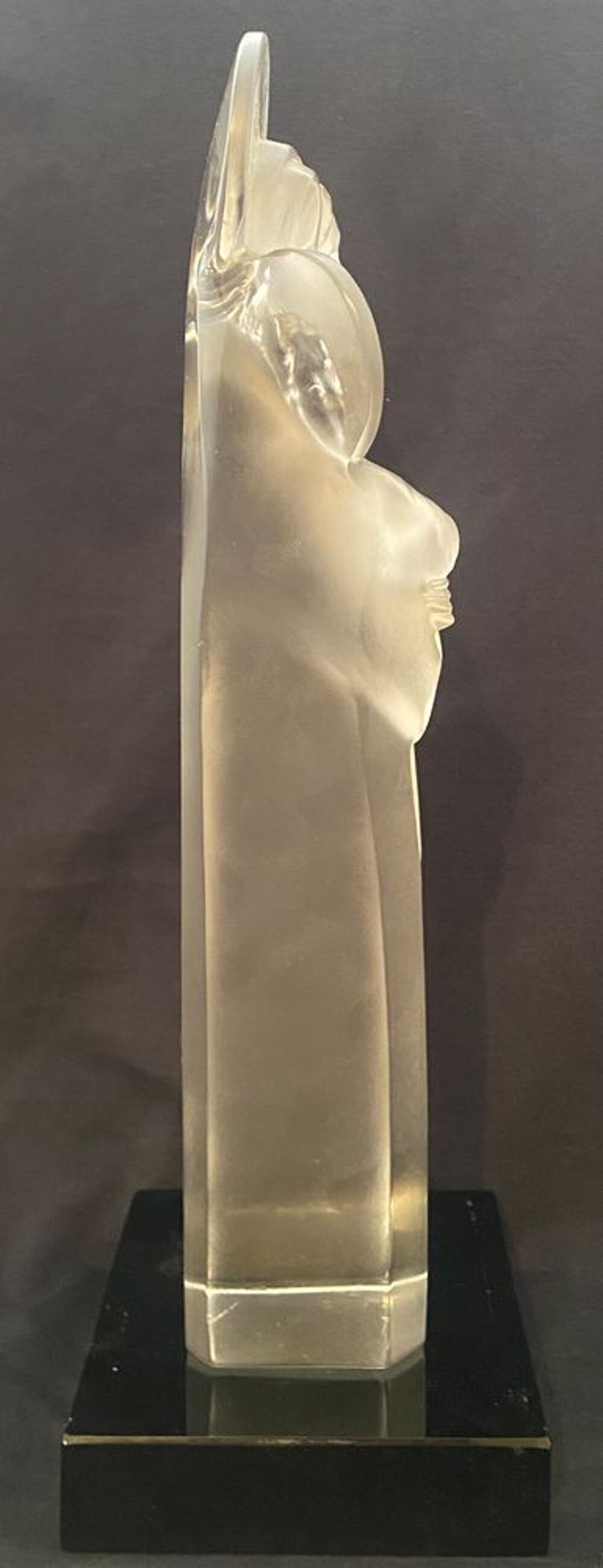 Sculpture de la vierge et l'enfant Lalique en cristal Décoration