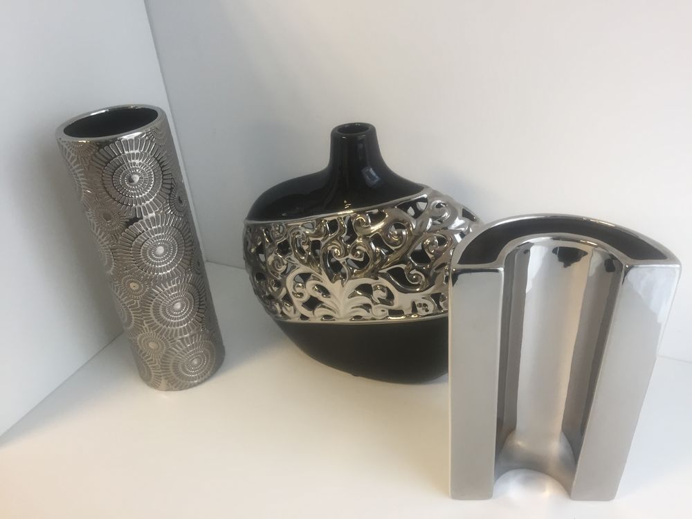 Lot de 3 Grands Vases Italiens C&eacute;ramique Design Moderniste Décoration