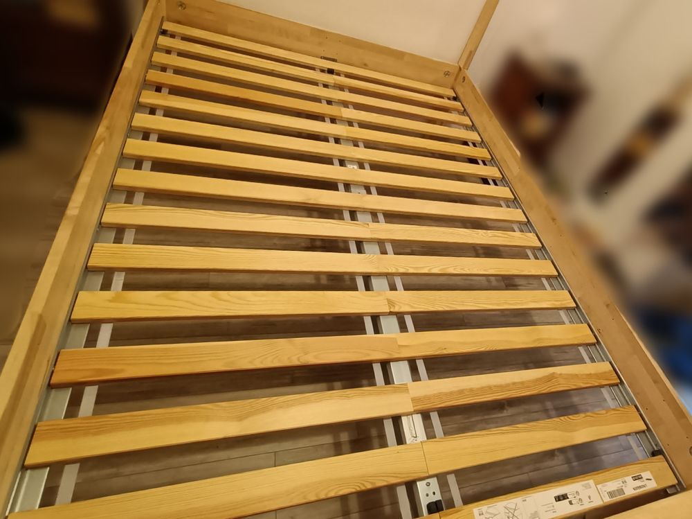 Lit Double IKEA Gjora en Bois avec Sommier &agrave; Lattes 160x200 Meubles