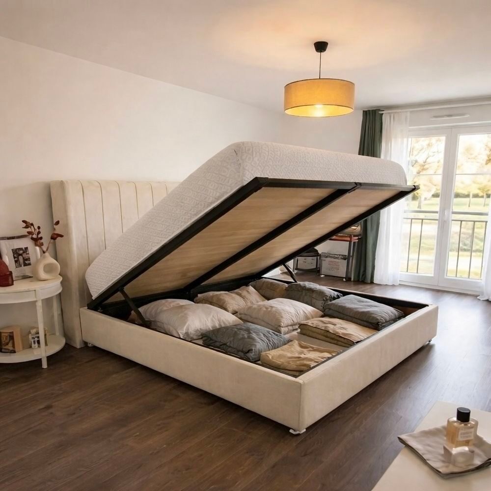 Lit King size avec matelas &eacute;pais Meubles