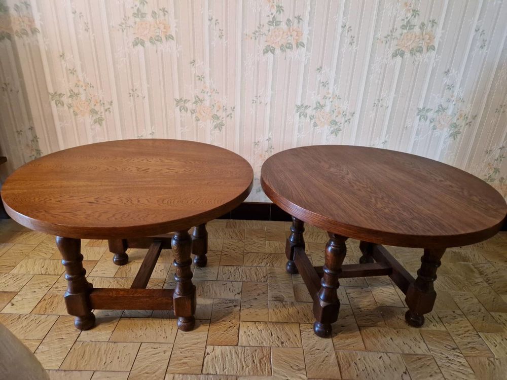 lot de 2 tables basses ch&ecirc;ne sombre Meubles