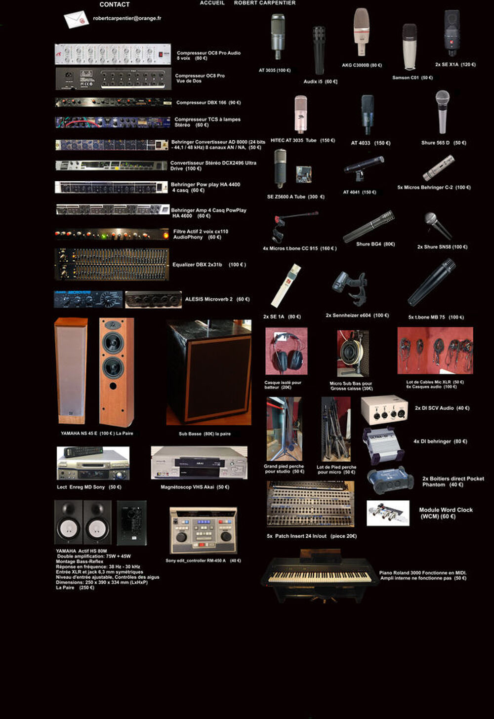 materiels pour studio d'enregistrement Audio et hifi