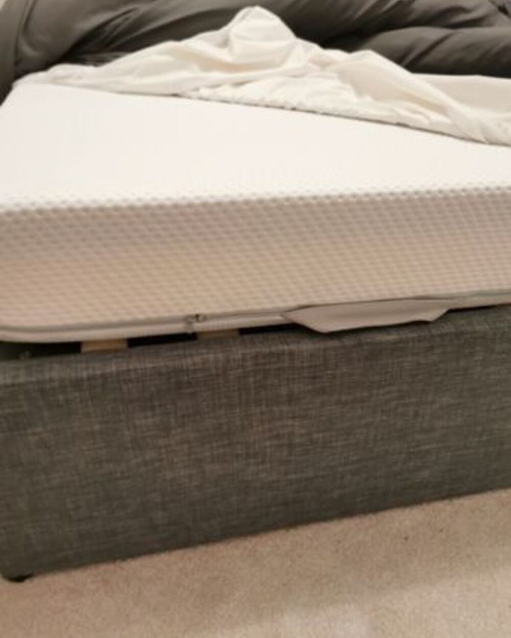 Lit coffre queen size 160x200 + rangements + matelas emma Meubles