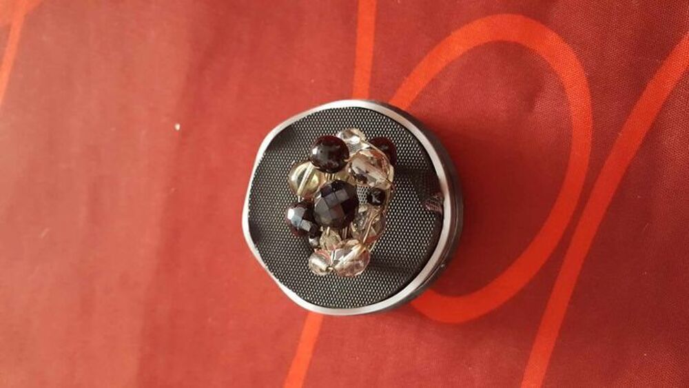 Bague artisanale pierres noires et blanches tress&eacute;e T 58-60 Bijoux et montres
