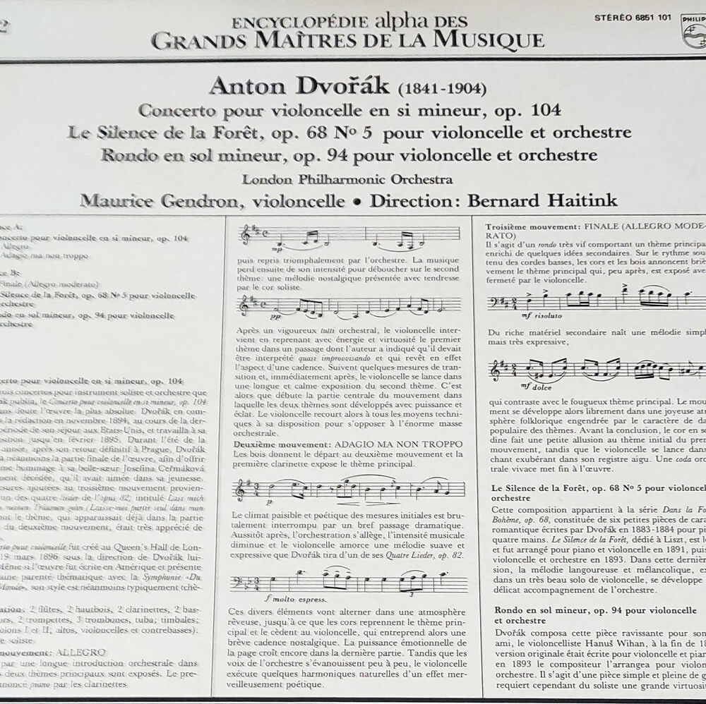 Dvo?&aacute;k ? Concerto pour violoncelle / Haitink / M. Gendron CD et vinyles