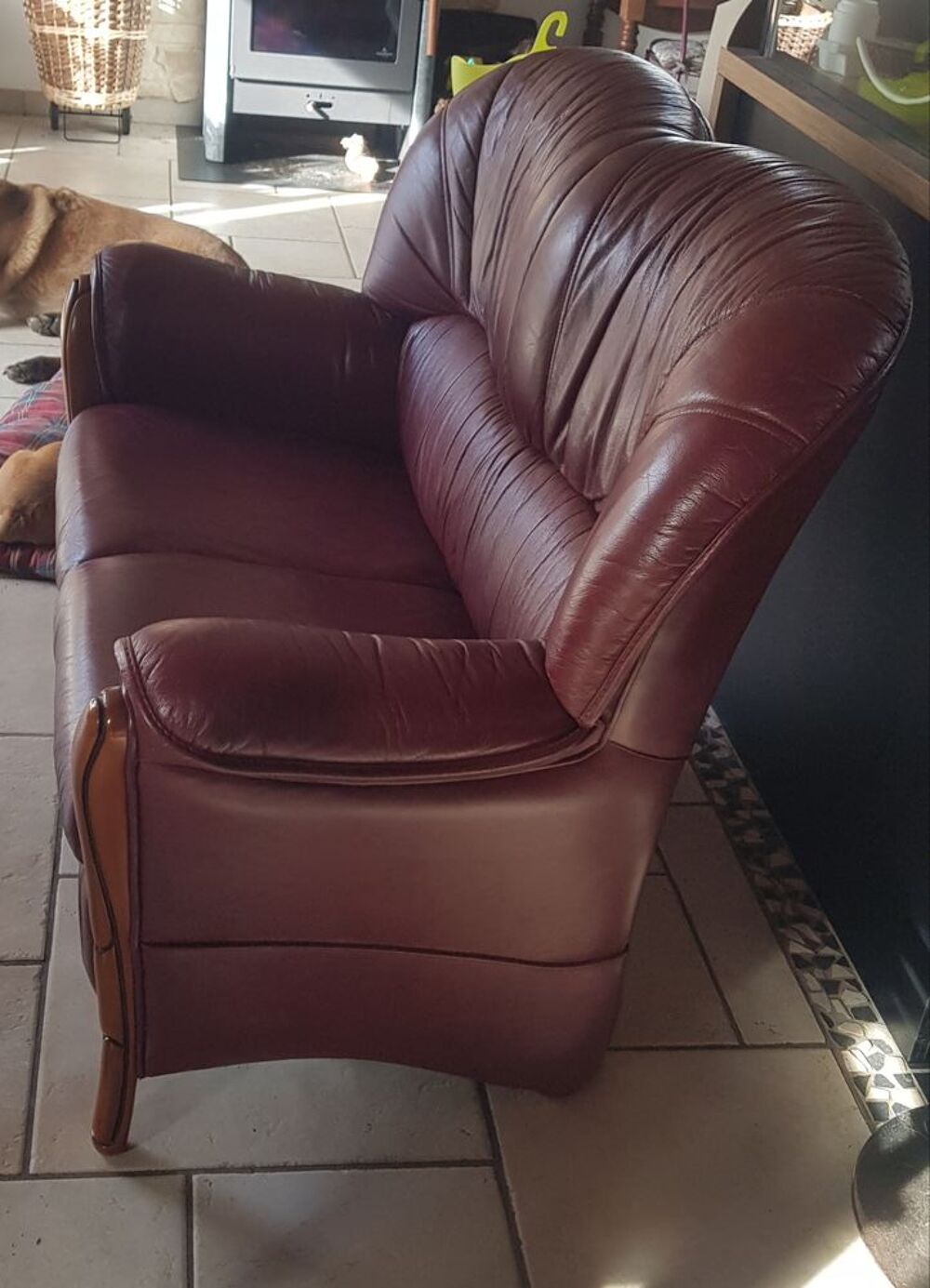 CANAPE CUIR ET BOIS Meubles