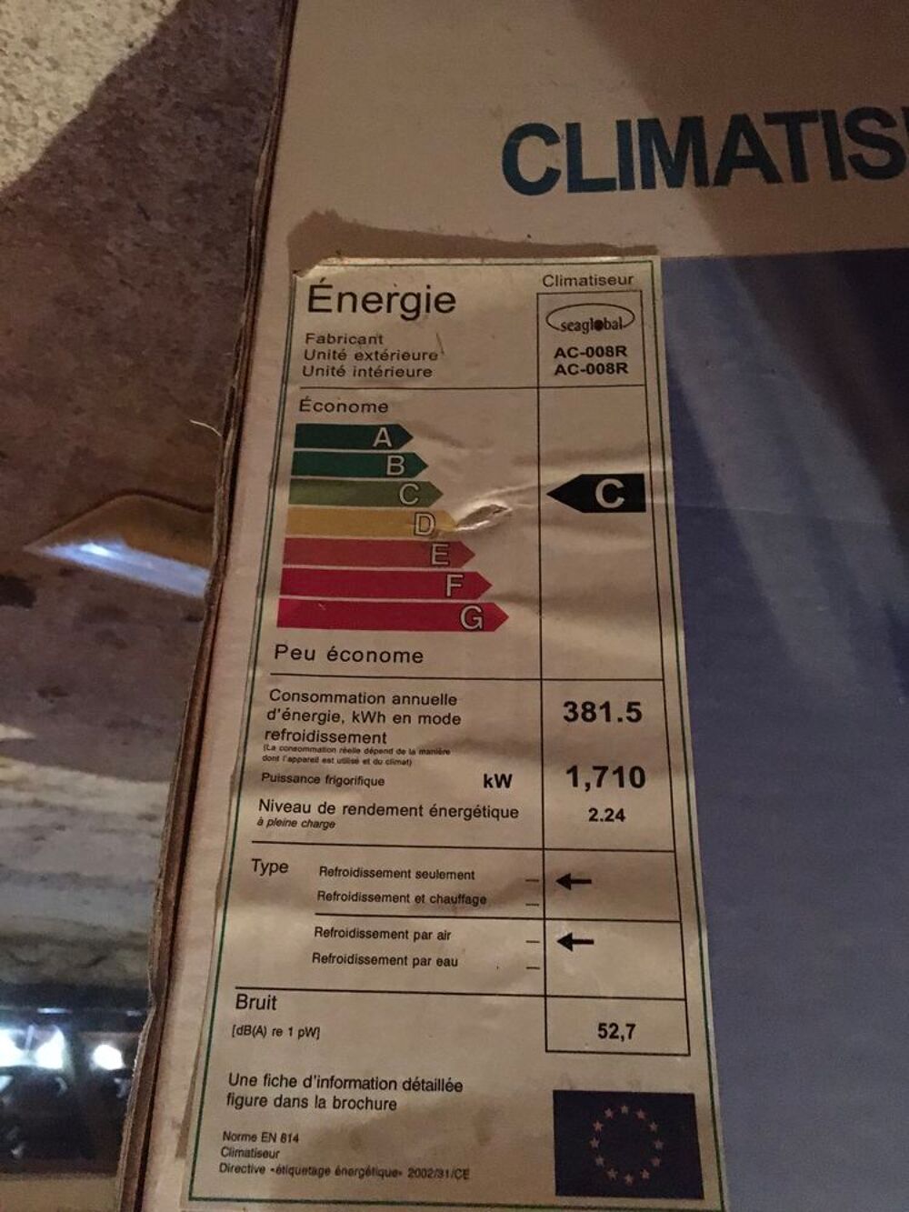 CLIMATISEUR PORTATIF SEA GLOBAL AC-008R Electroménager