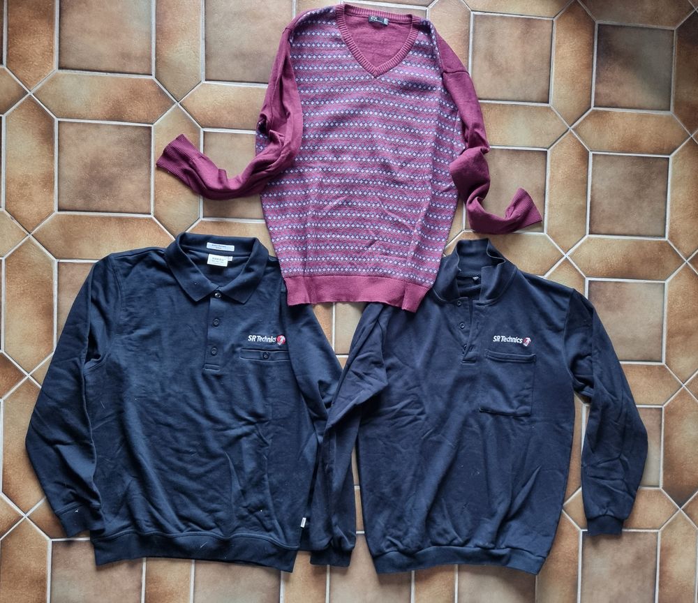 Lot de 3 pulls noir et bordeaux pour homme taille L Vêtements