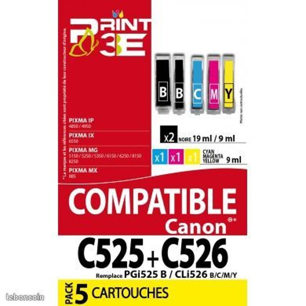 Pack de 5 cartouches compatibles Canon (Neuve) Matériel informatique