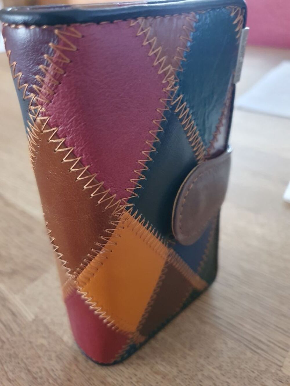 PORTEFEUILLE PORTEMONNAIE CUIR PATCHWORK NEUF Maroquinerie