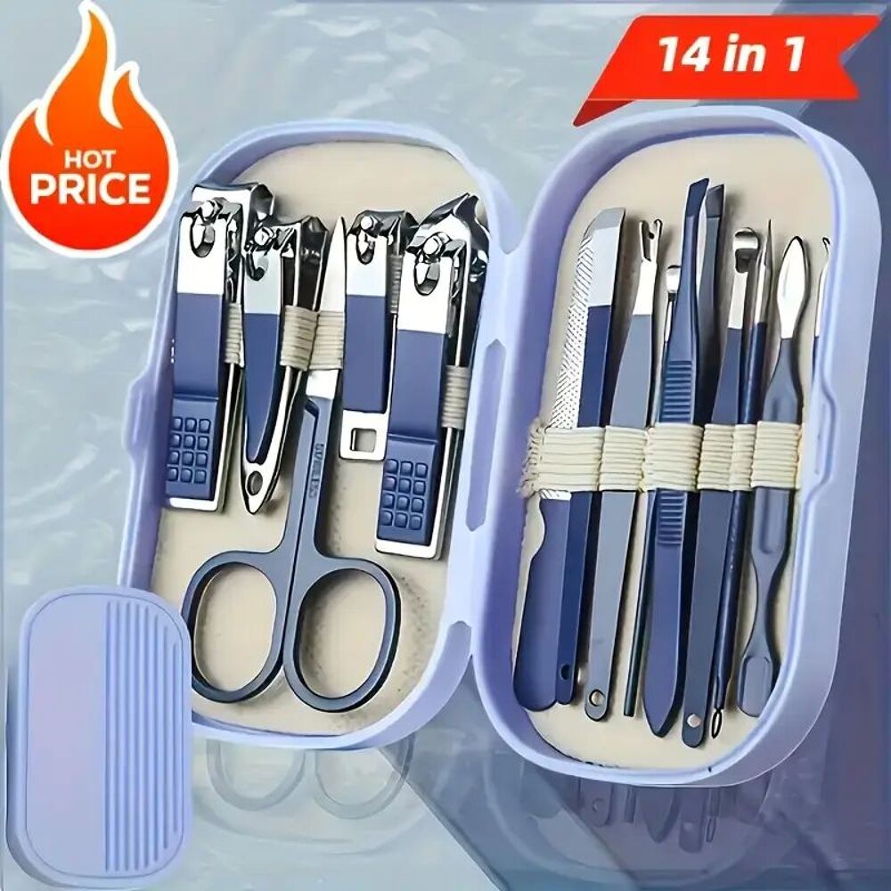 Kit P&eacute;dicure &amp; Manucure 14 pi&egrave;ces Acier Inoxydable Hypo Bijoux et montres