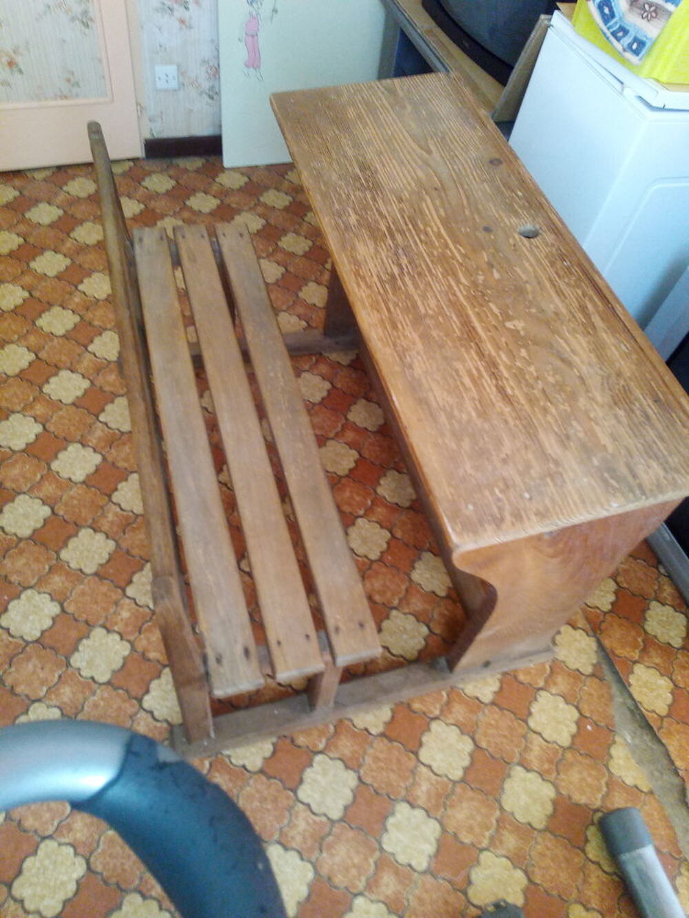 Bureau &eacute;colier ancien 2 places Meubles