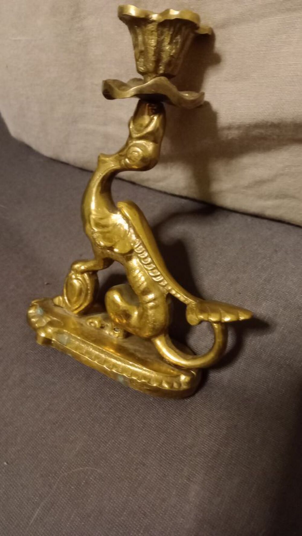 Bougeoir ancien en laiton XIX si&egrave;cle Décoration