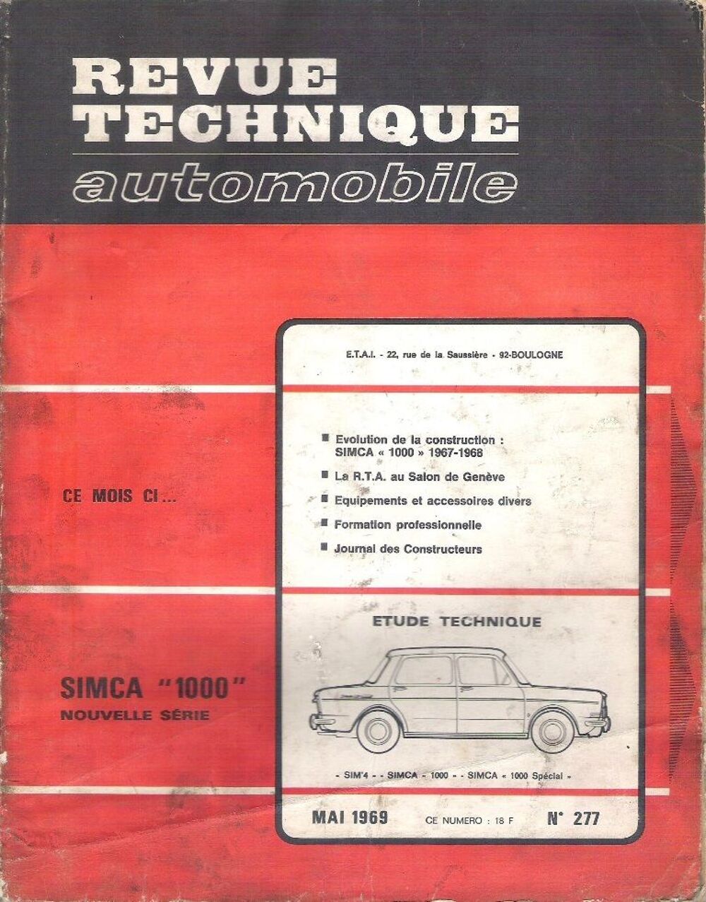 Revue Technique Simca 1000 nouvelle s&eacute;rie Livres et BD
