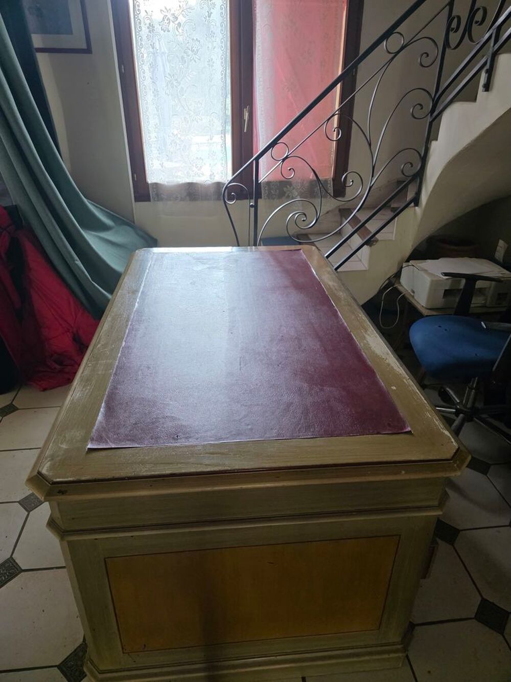 bureau americain double face dessus cuir Meubles