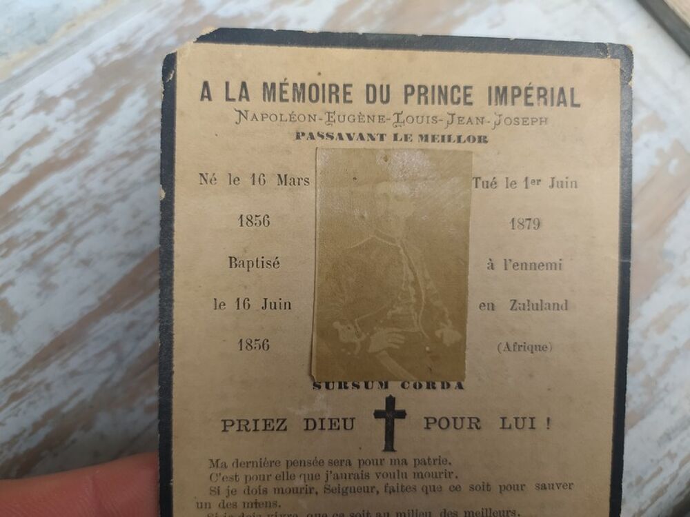 FAIRE-PART D&Eacute;C&Egrave;S Photo Prince Imp&eacute;rial Napol&eacute;on III ca1879 