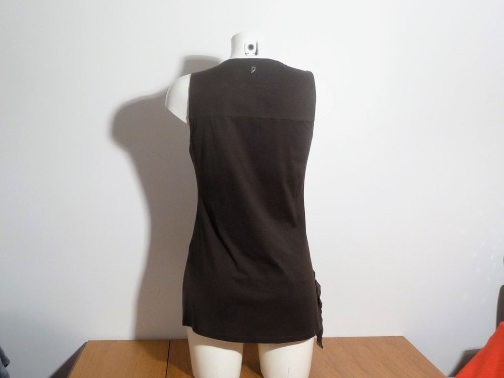Tunique/ Top Marron en Soie et Coton sans manches- Dondup Vêtements