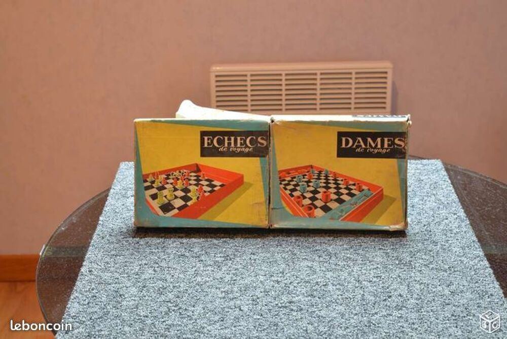2 jeux dames et &eacute;checs voyage et autres jeux livres vintage Jeux / jouets