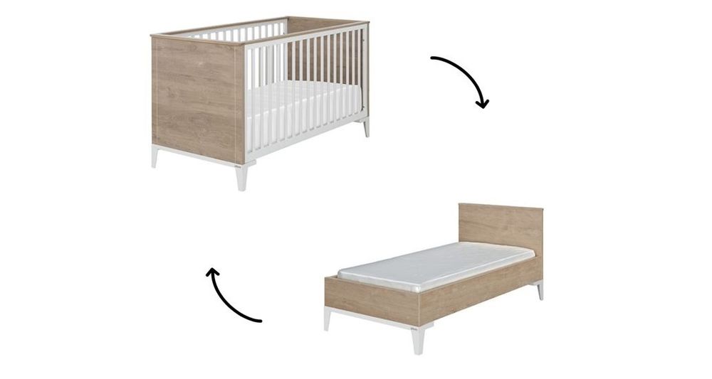 Lit b&eacute;b&eacute; barreau evolutif "Galipette" ch&ecirc;ne blond (70X140cm) Mobilier enfants