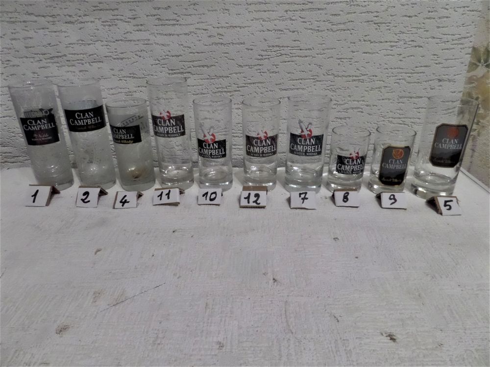 diff&eacute;rents models de verres a whisky CLAN CAMPBELL Cuisine