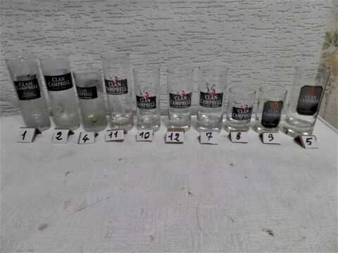 différents  models de verres a whisky CLAN CAMPBELL 14 Lyon 8 (69)