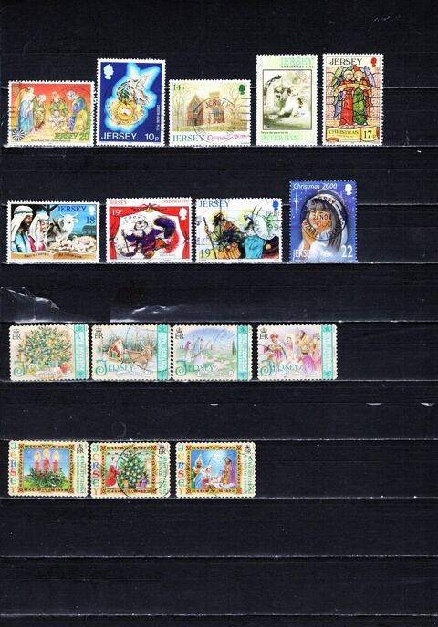 lot de 16 timbres de JERSEY sur NOEL 1 Les Églisottes-et-Chalaures (33)