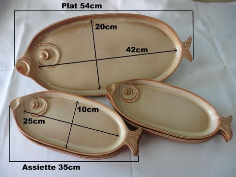 Assiettes Plat - Forme poisson - Vintage  40 Wervicq-Sud (59)