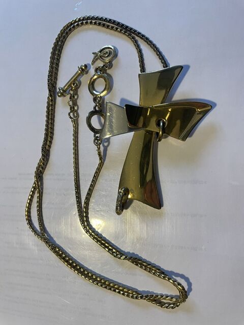 Collier souple Croix bicolore polie dor�e Argent�e C.LACROIX 395 Vigneux-sur-Seine (91)