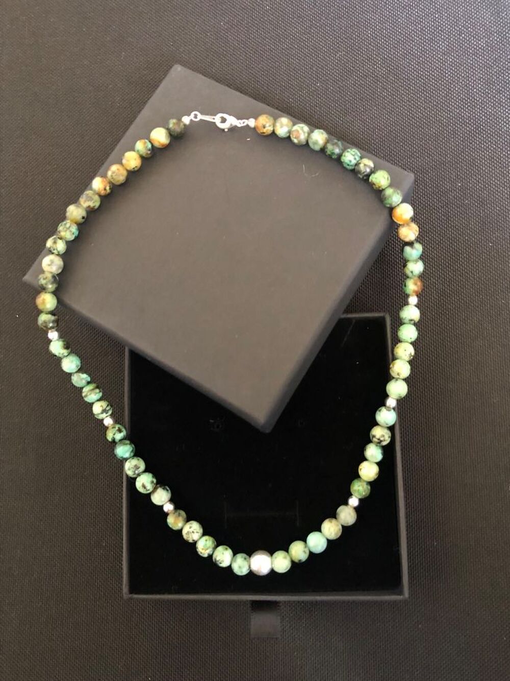 Collier Turquoise Africaine Veritable Argent 925 Ecrin offer Bijoux et montres