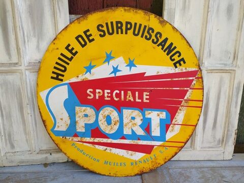 Plaque Tôle Publicitaire Huile Renault Spécial Sport 180 Loches (37)