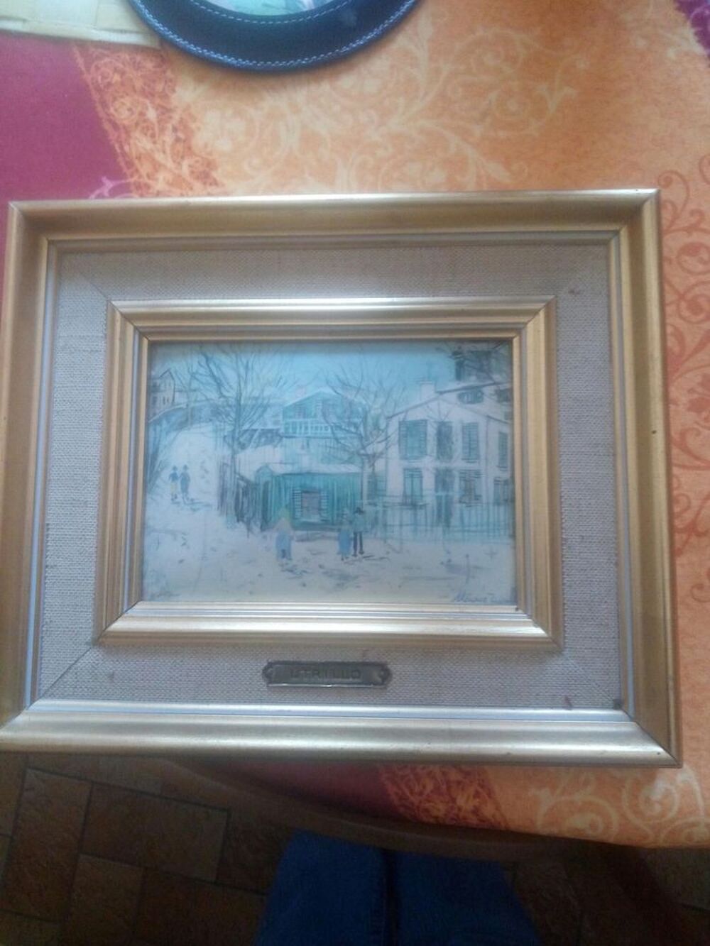 TABLEAU HELCA UTRILLO ENCADREMENT DORE A LA FEUILLE Décoration