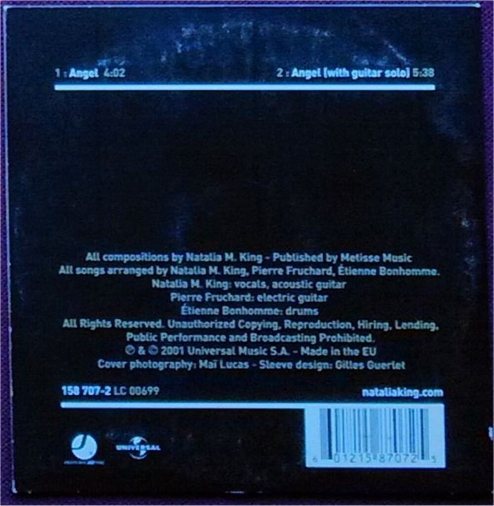 Natalia M. King ? Angel (CD Single 2 titres) CD et vinyles