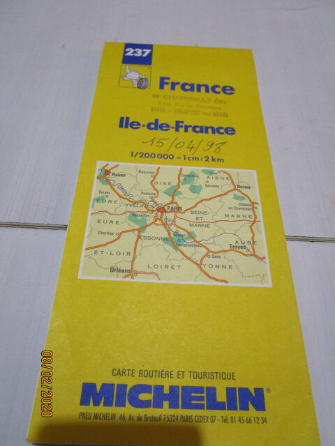 carte routière MICHELIN n°237 ILLE DE FRANCE 7 Chanteloup-en-Brie (77)