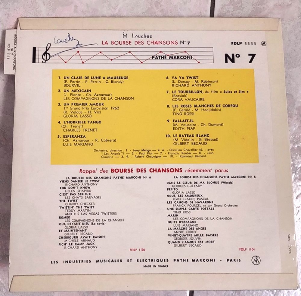 LA BOURSE DES CHANSONS N&deg;7 -33t / 25cm- BOURVIL- Edith PIAF CD et vinyles
