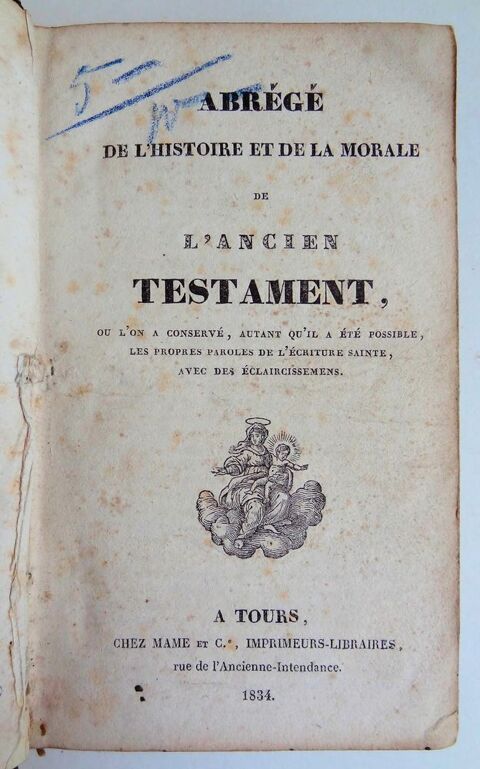 ABREGE DE L'HISTOIRE ET DE LA MORALE 1834 4 Chaumontel (95)