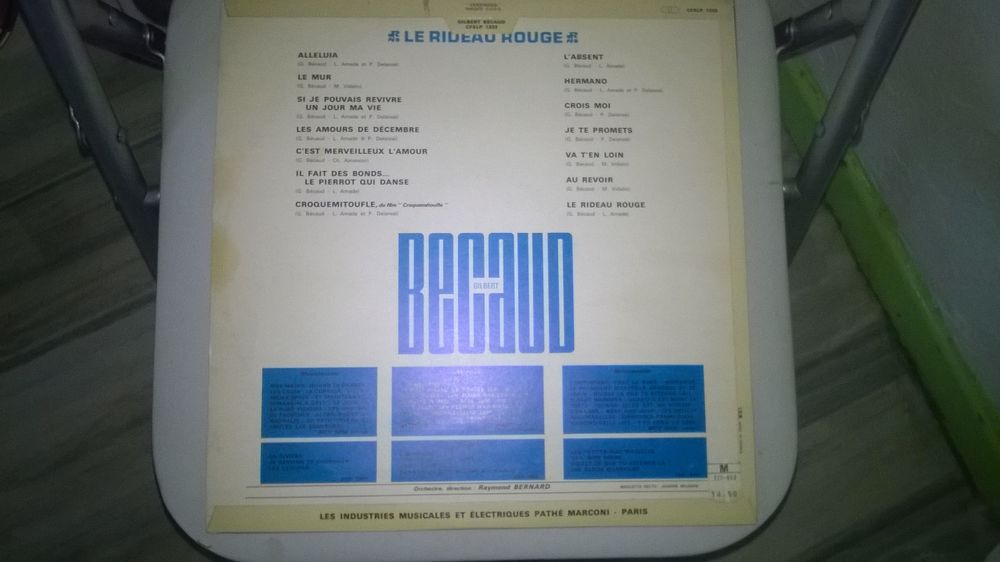 Vinyle Gilbert Becaud
Le Rideau Rouge
1968
Excellent etat CD et vinyles