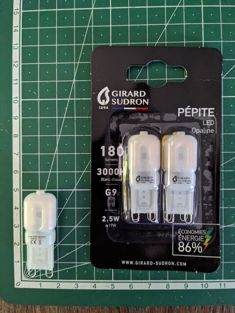 2 Ampoules pépite capsule G9 180 lumens 2,5 w LED
Frais de p 8 Marseille 13 (13)
