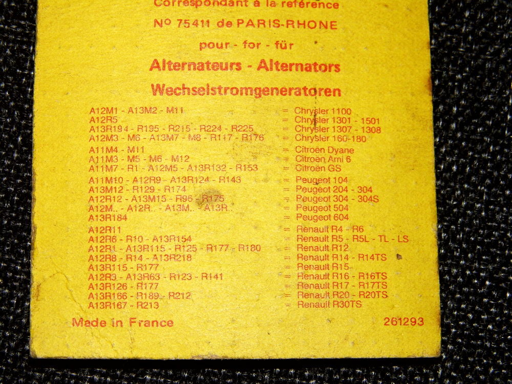 Jeu de balais carbone lorraine PX 52 54 charbons alternateur voiture ancienne Renault Citroen Peugeot Chrysler 