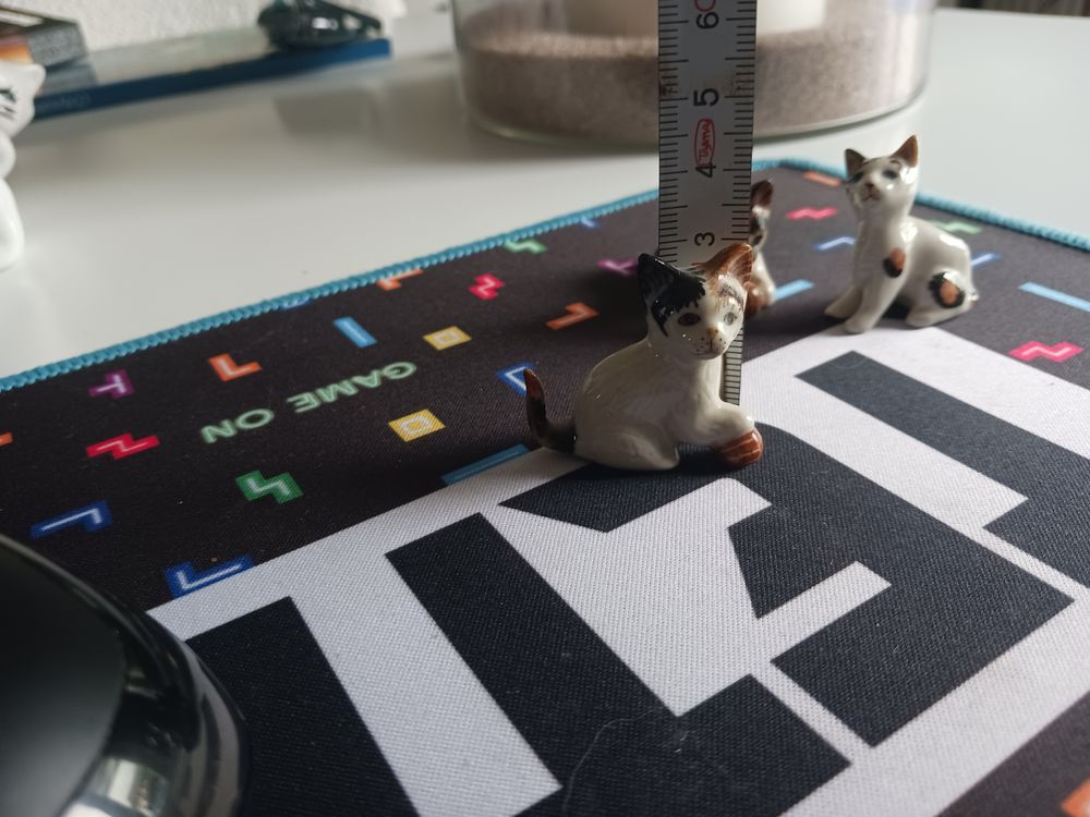 Lot de 3 Figurines de Chats en C&eacute;ramique Peintes &agrave; la Main 