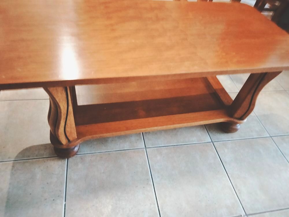 Table basse bois avec plateau inf&eacute;rieur pour rangement Meubles