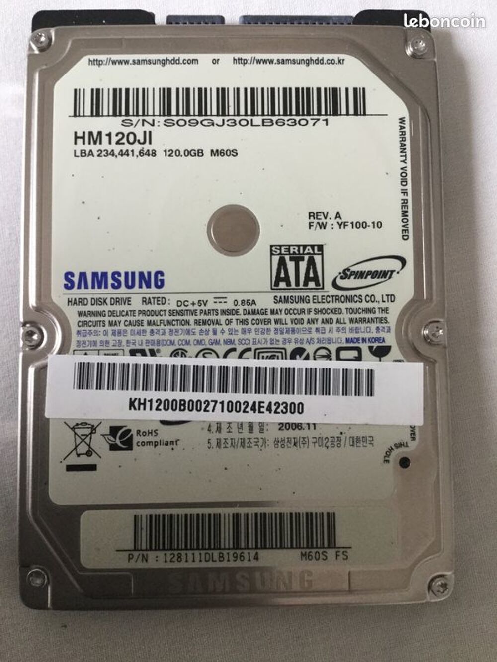 Disque dur interne Samsung HM120JI Matériel informatique