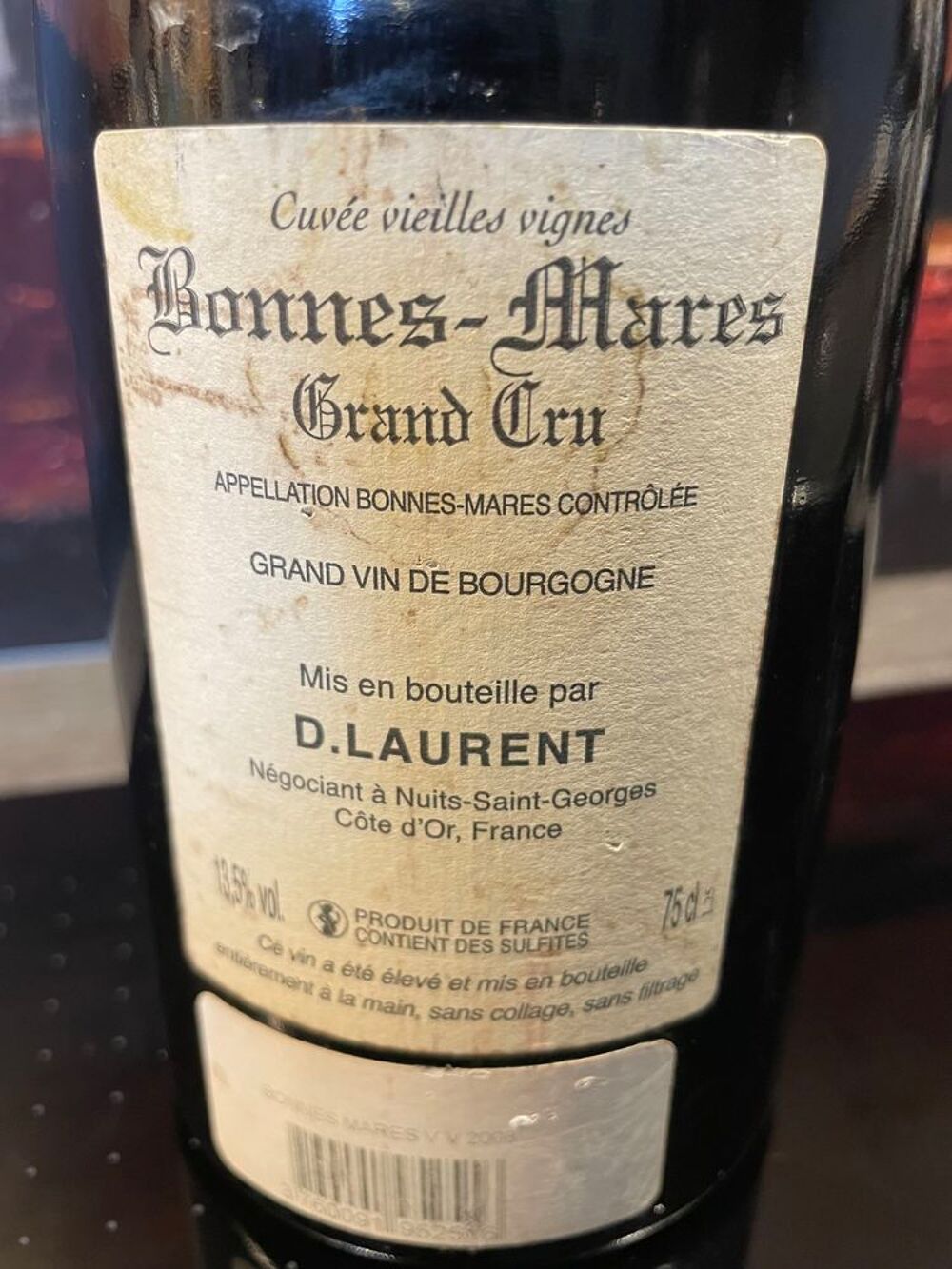 Bourgogne Bonnes-Mares GC 2008 Cuv&eacute;e Vieilles Vignes LAURENT Cuisine