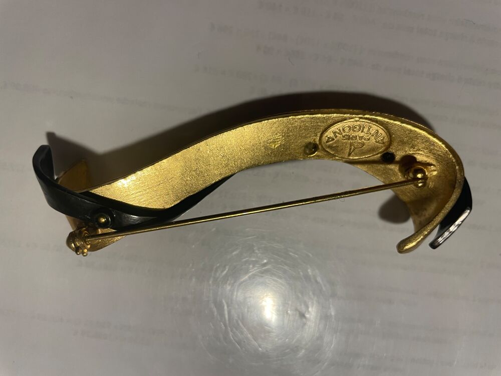 Broche vague bicolore dor&eacute;e/noire ANTIGONA Bijoux et montres