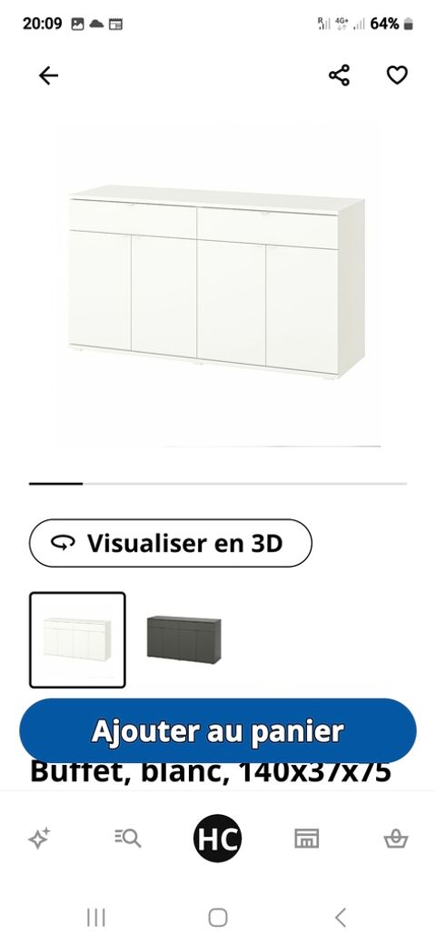 Buffet blanc trois portes 120 Freyming-Merlebach (57)