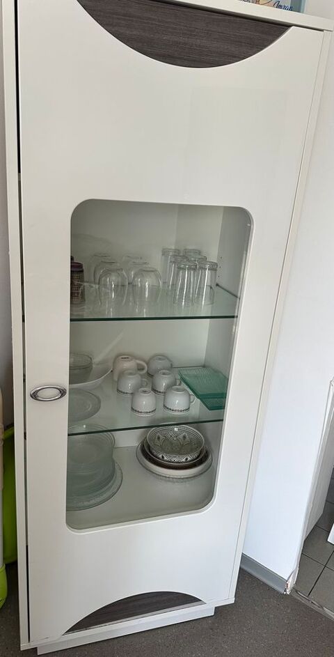 Buffet/vitrine blanc laqu et gris 250 Neuf-Mesnil (59)