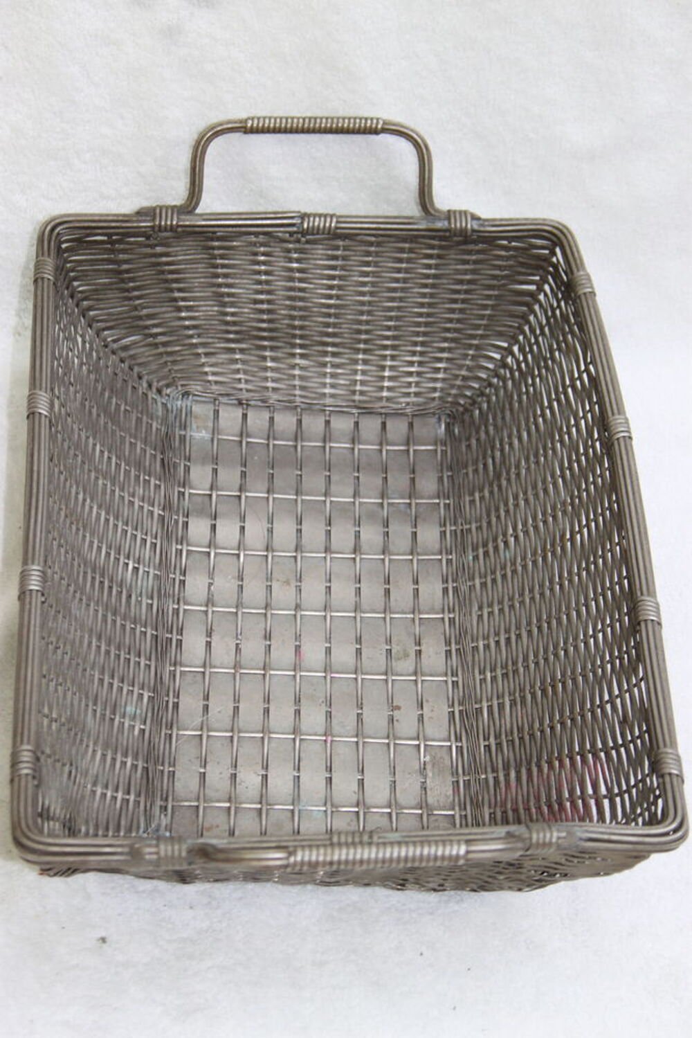 Panier corbeille avec anse en &eacute;tain tress&eacute; Décoration