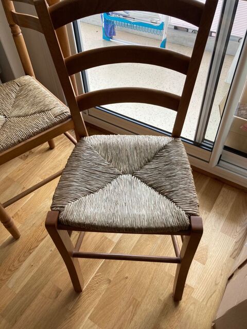 6 chaises en h�tre fond tressage v�g�tal 60 M�rignac (33)