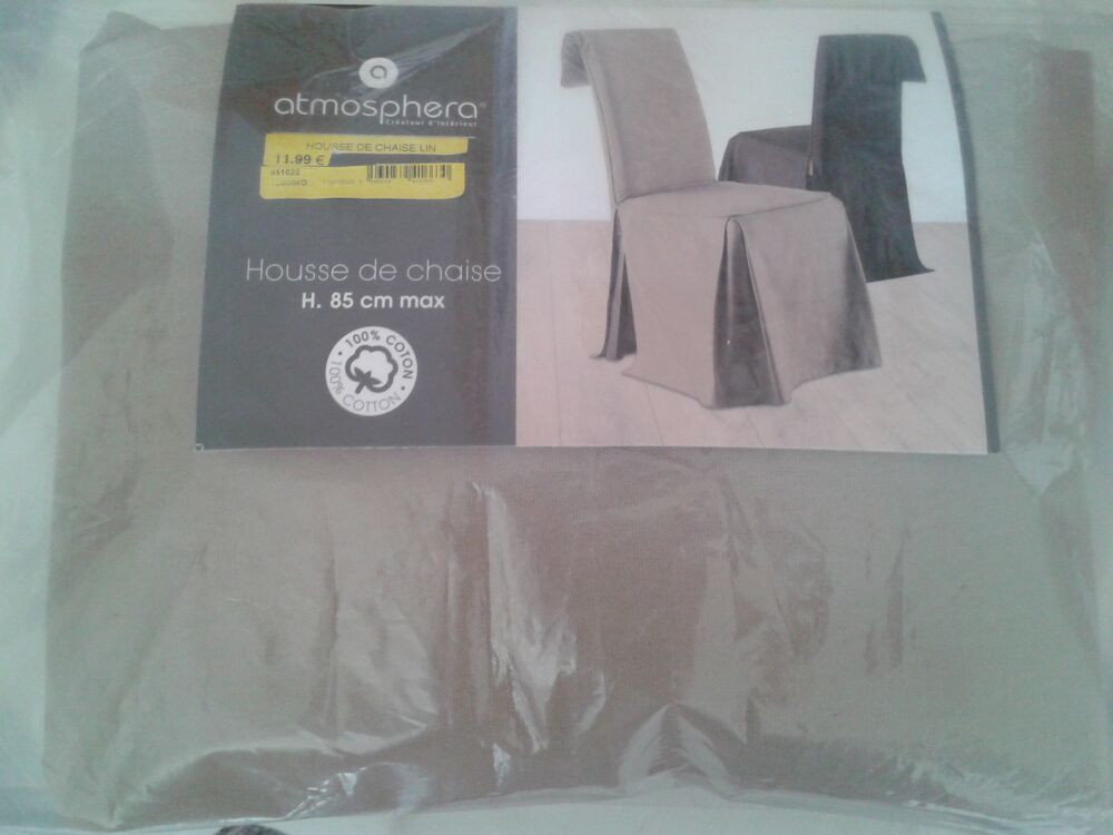 Housse de chaise neuve 100 % coton couleur taupe Décoration